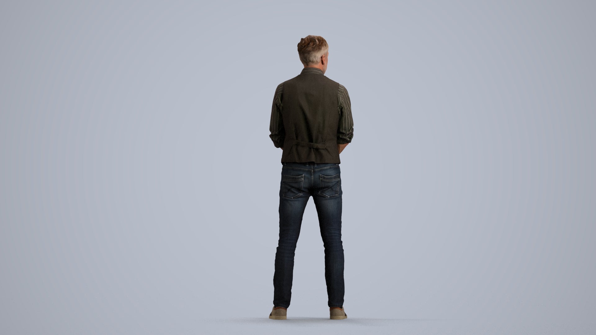scanned 3D man casual standing, photogrammetry people for Enscape and V-Ray, front view render