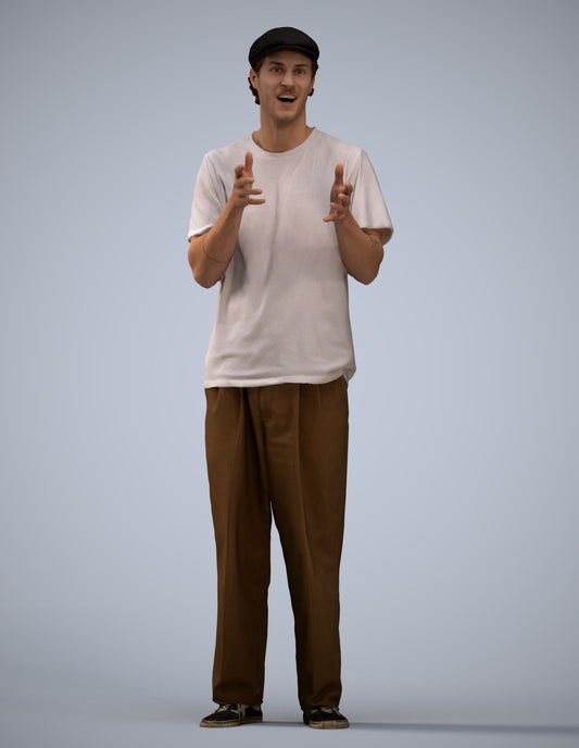 scanned 3D man casual standing, photogrammetry people for Enscape and V-Ray