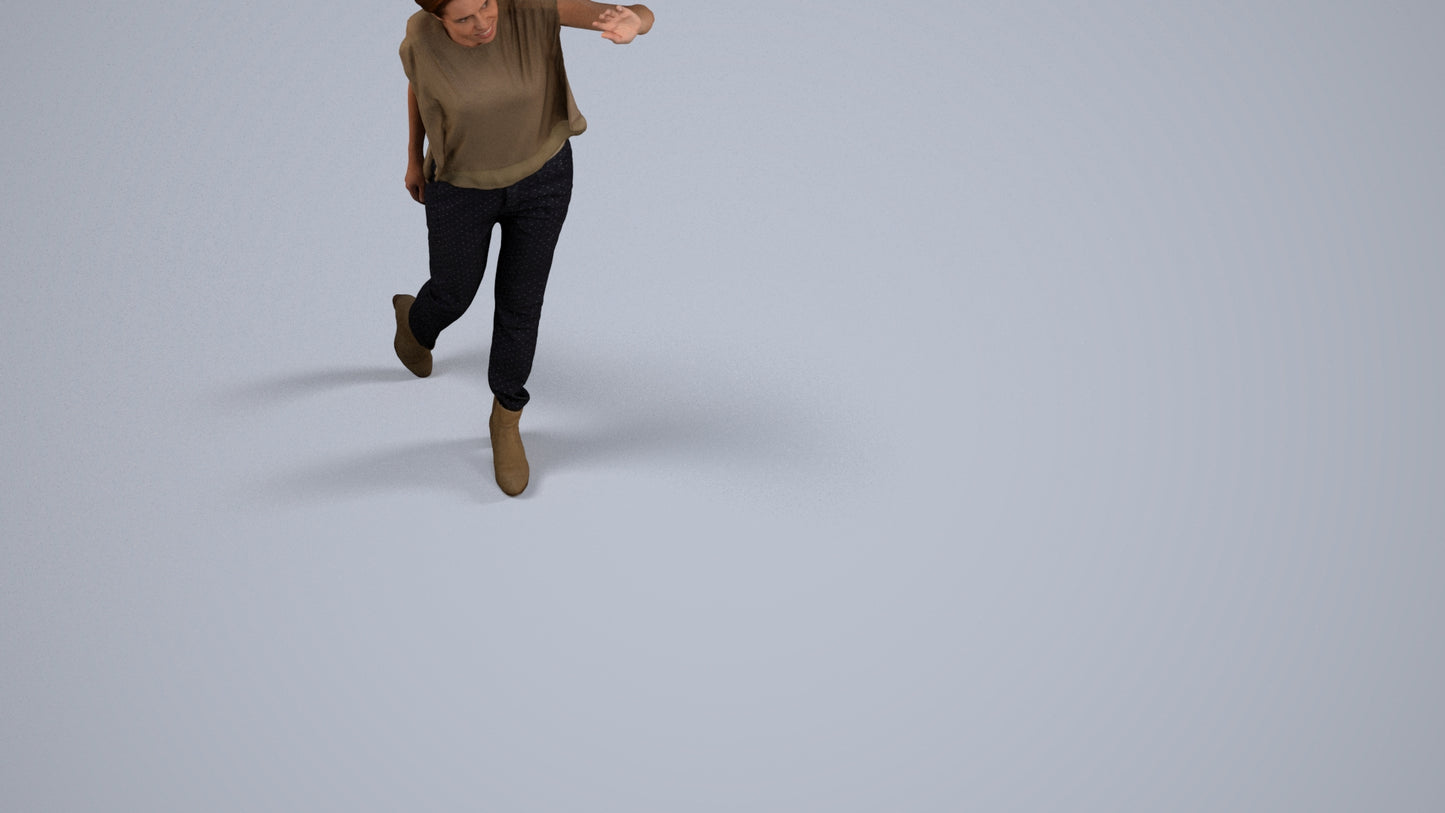 3D scanned woman standing casual, photorealistic archviz people for Enscape and SketchUp, back view render