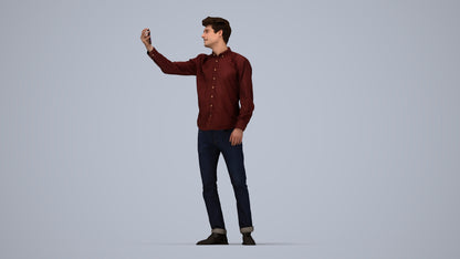 scanned 3D man casual standing, photogrammetry people for Enscape and V-Ray, top-down view render