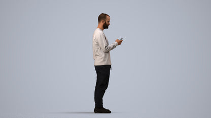 realistic 3D people man casual standing, render-ready for V-Ray and Corona, FBX OBJ, side view render