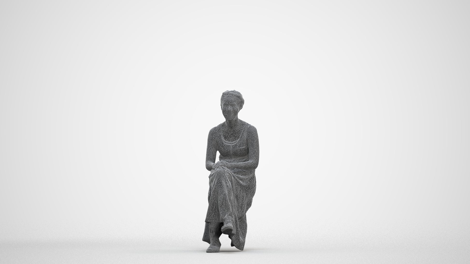 realistic 3D human woman casual sitting, archviz people FBX OBJ for Blender, three-quarter front view render