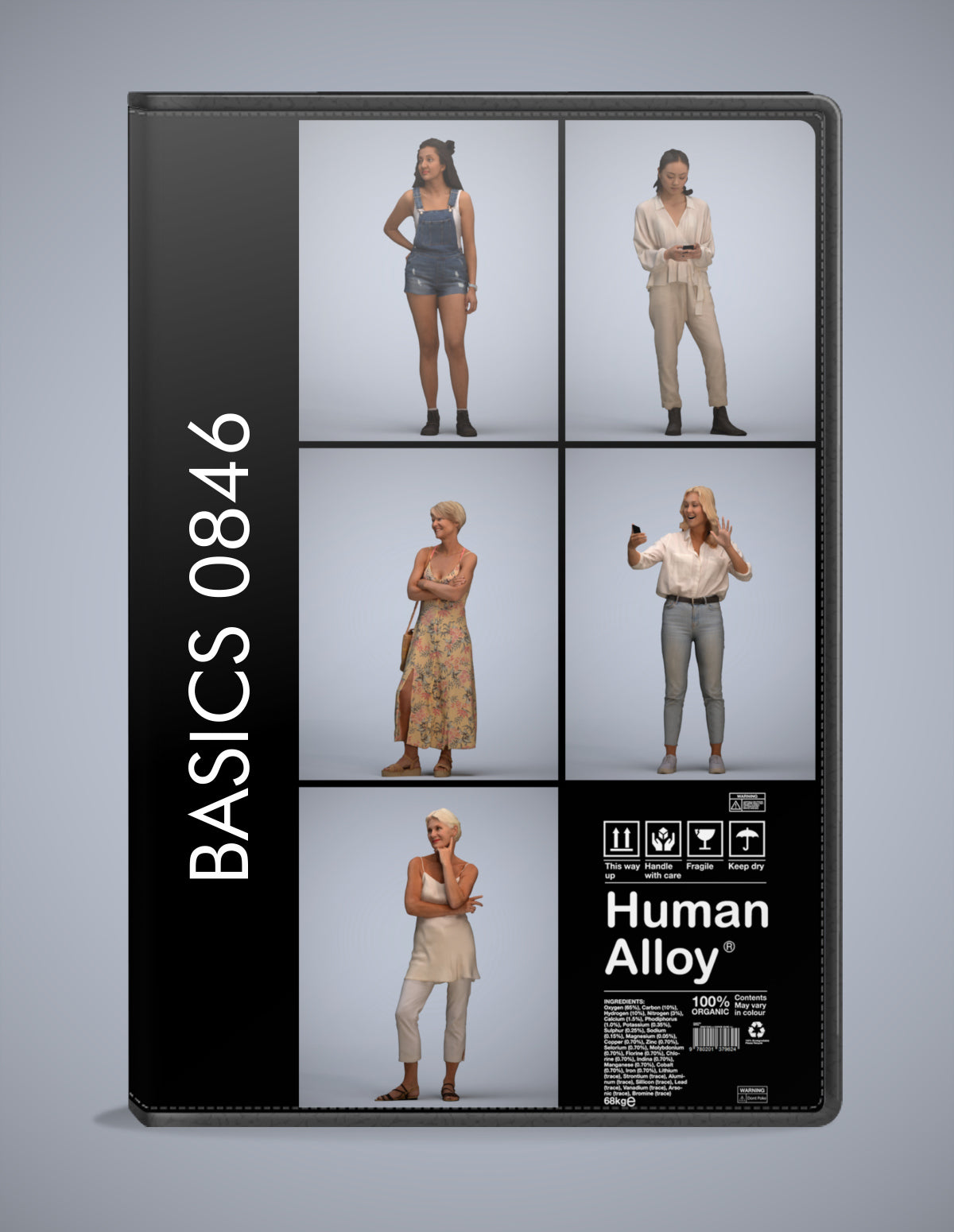 scanned 3D people standing collection, 5 photogrammetry models for Enscape and V-Ray