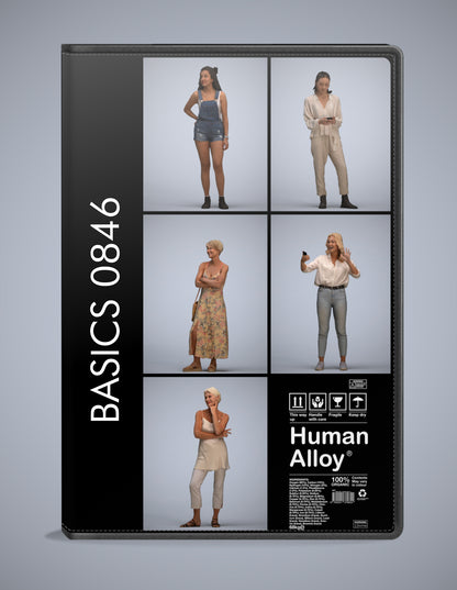 scanned 3D people standing collection, 5 photogrammetry models for Enscape and V-Ray