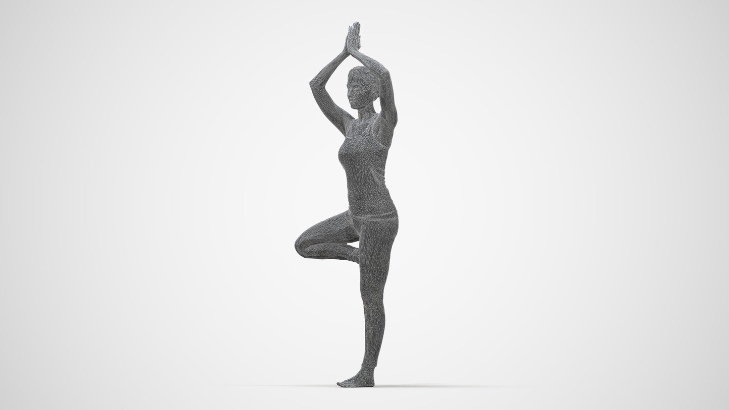 realistic 3D people woman sport, render-ready for V-Ray and Corona, FBX OBJ, wireframe back view