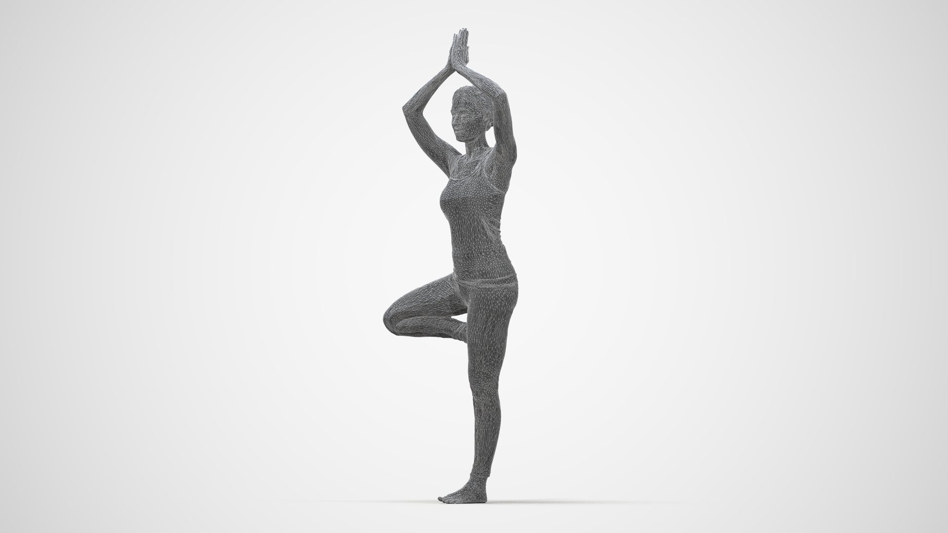 realistic 3D people woman sport, render-ready for V-Ray and Corona, FBX OBJ, wireframe back view