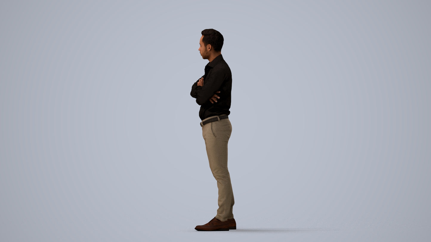 realistic 3D people man business, render-ready for V-Ray and Corona, FBX OBJ, three-quarter view render