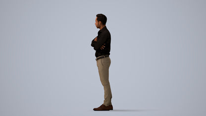 realistic 3D people man business, render-ready for V-Ray and Corona, FBX OBJ, three-quarter view render