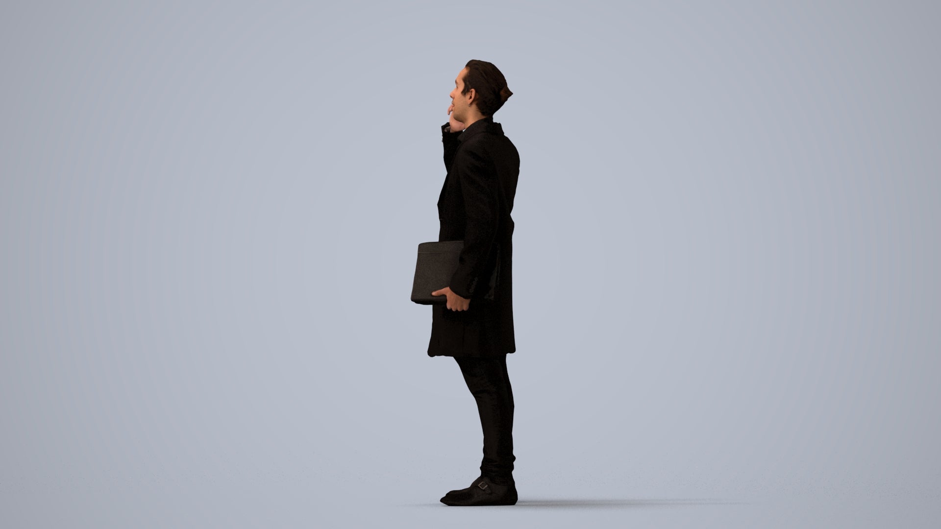 realistic 3D people man business standing, render-ready for V-Ray and Corona, FBX OBJ, three-quarter view render