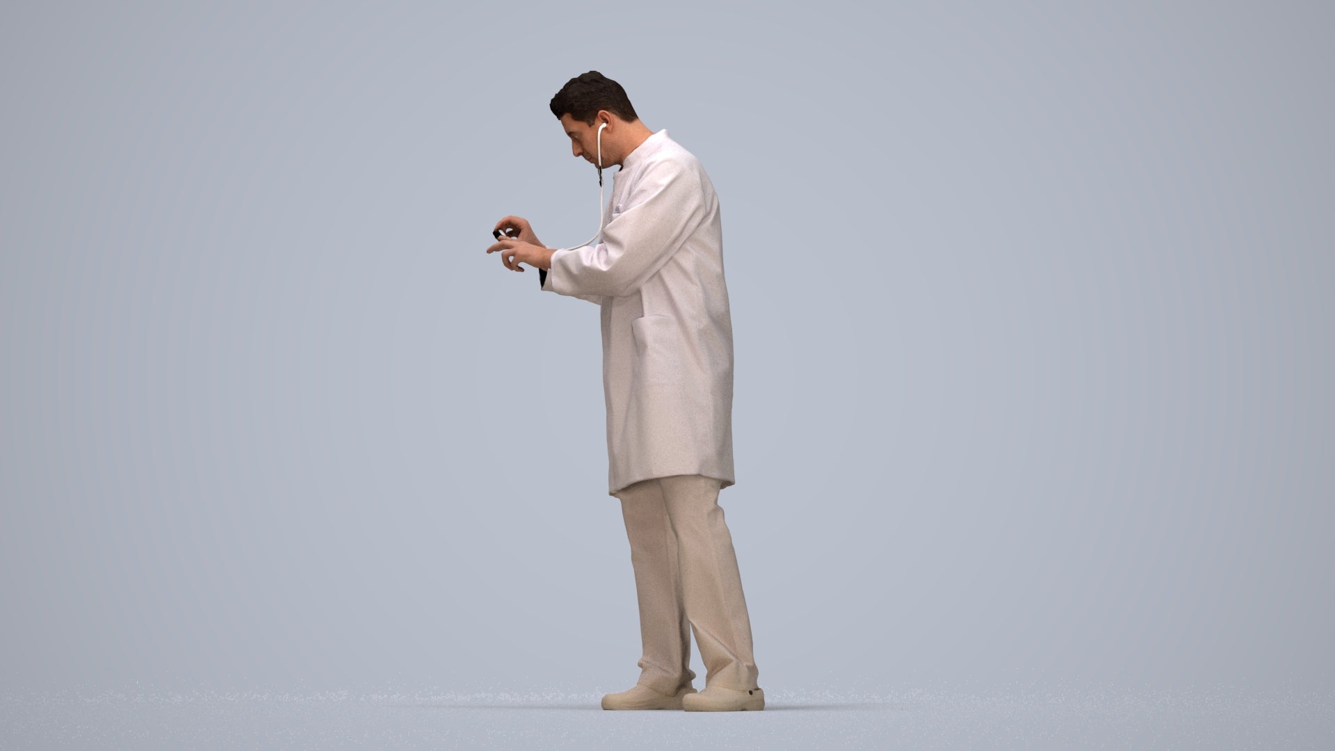 realistic 3D people man medical, render-ready for V-Ray and Corona, FBX OBJ, top-down view render
