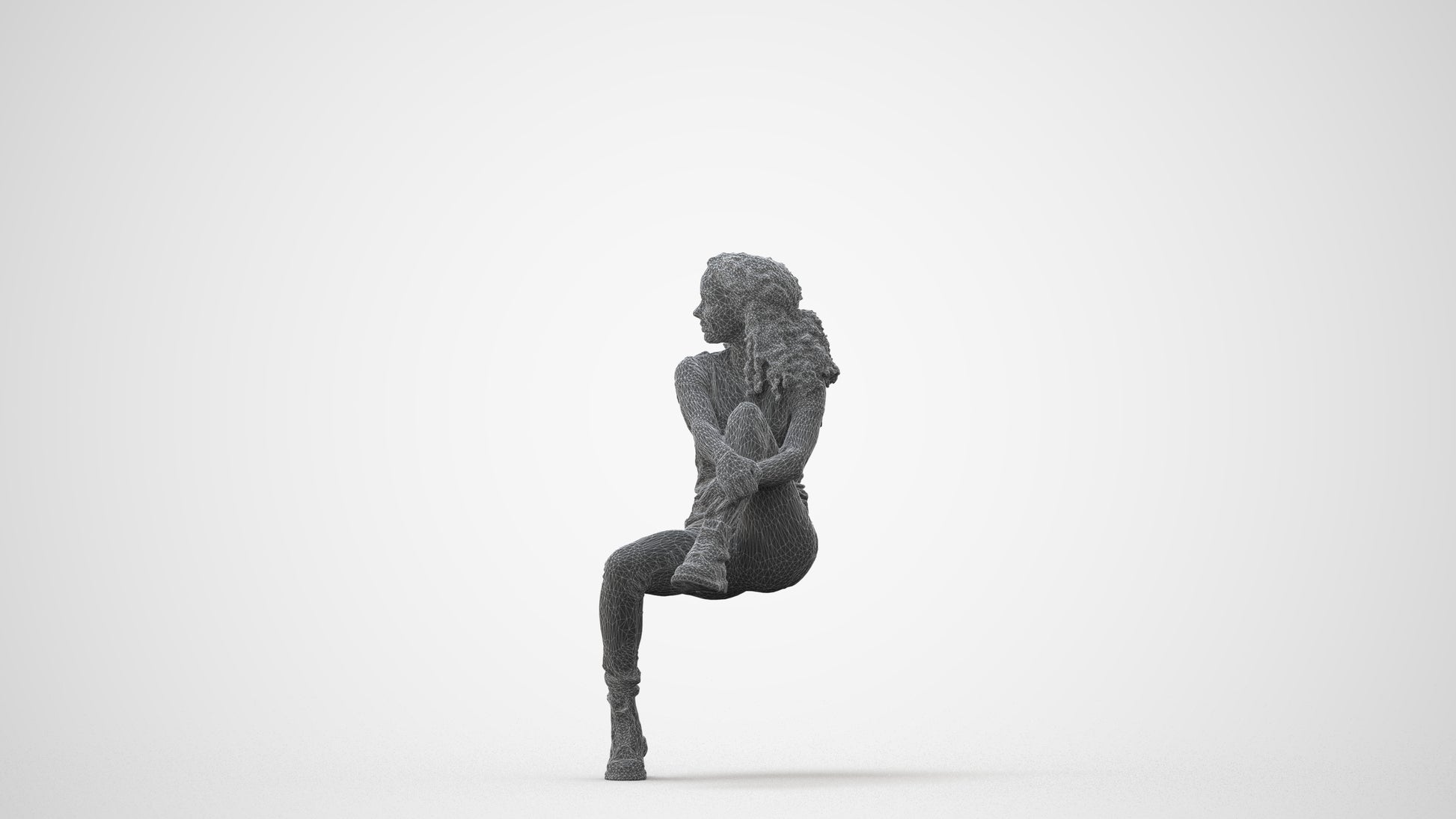 3D people model woman casual sitting, scanned human for 3ds Max rendering, square thumbnail