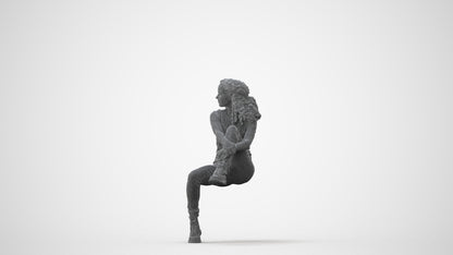 3D people model woman casual sitting, scanned human for 3ds Max rendering, square thumbnail