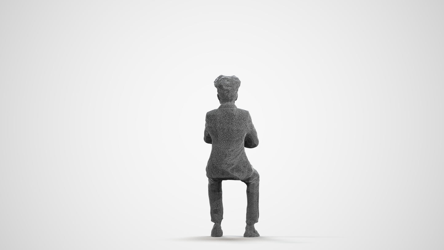 3D people model boy kids, scanned human for 3ds Max rendering, wireframe front view