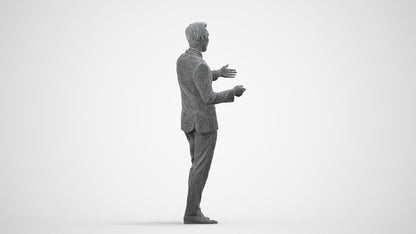 realistic 3D human man business shopping, archviz people FBX OBJ for Blender, wireframe side view
