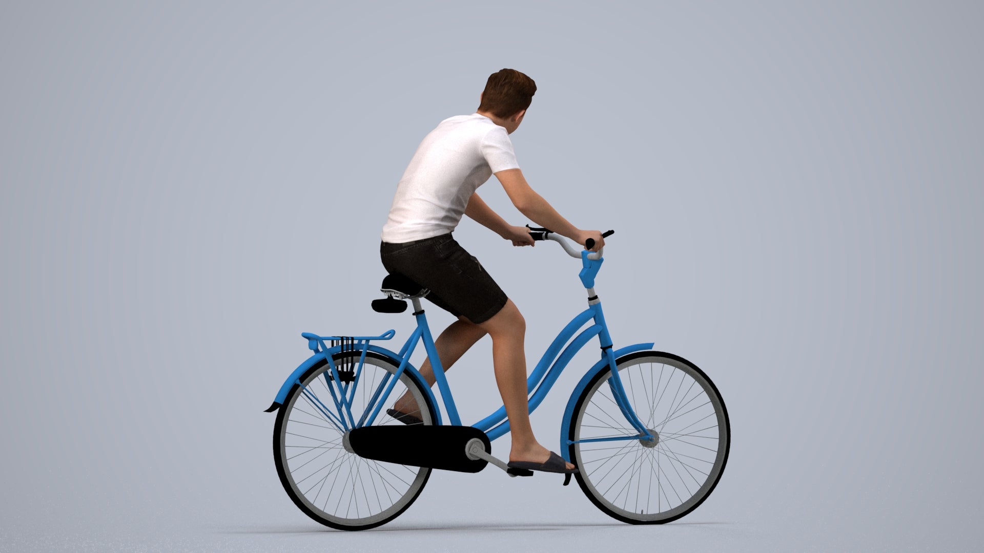 photogrammetry 3D boy casual cycling, realistic human model archviz FBX, side view render