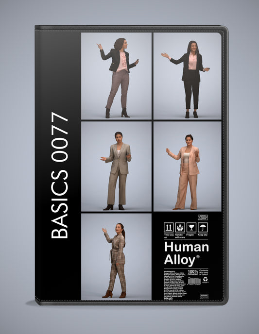 scanned 3D people business collection, 5 photogrammetry models for Enscape and V-Ray