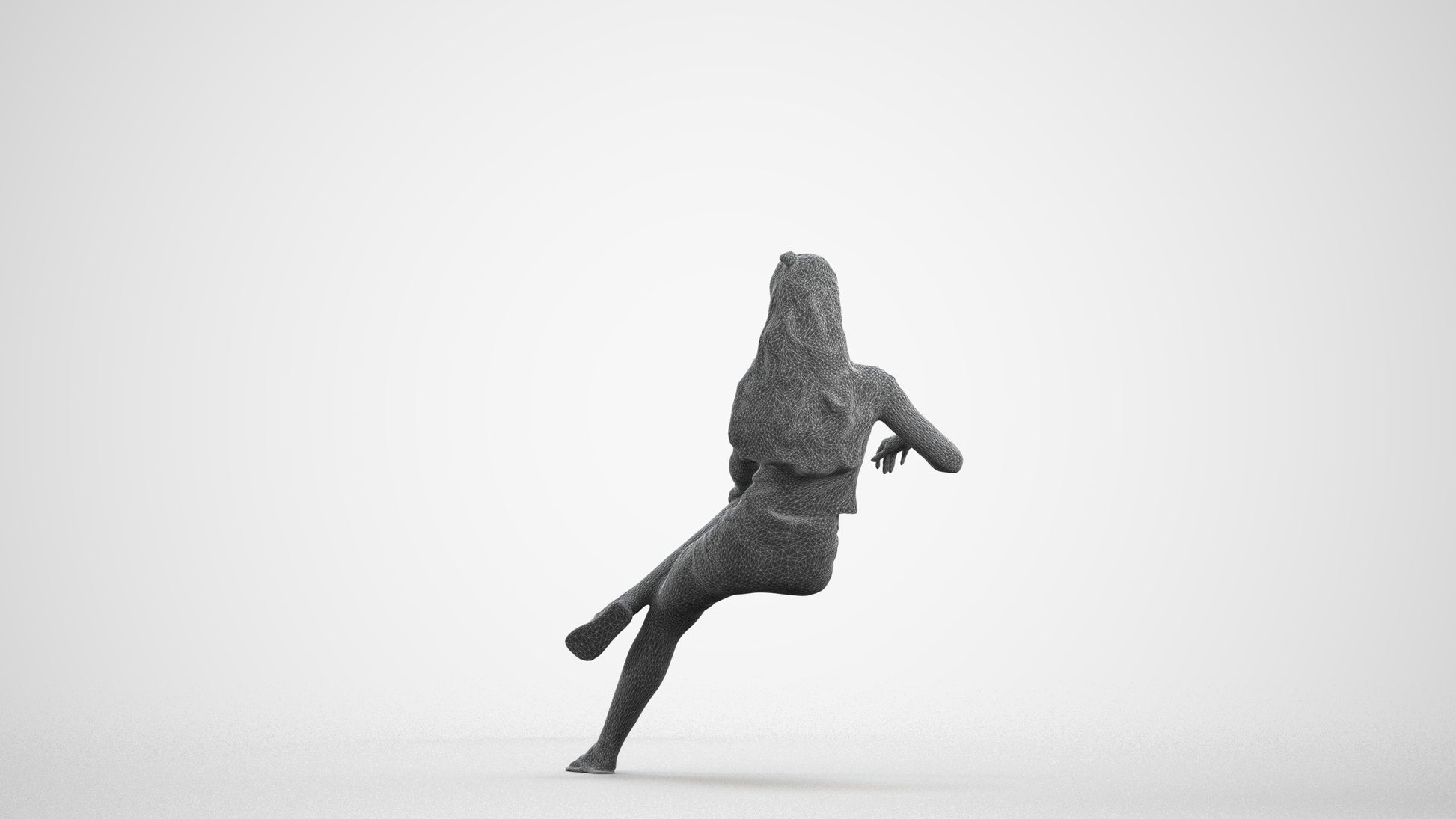 scanned 3D woman casual sitting, photogrammetry people for Enscape and V-Ray, wireframe front view