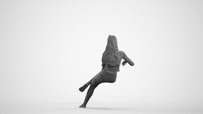 scanned 3D woman casual sitting, photogrammetry people for Enscape and V-Ray, wireframe front view