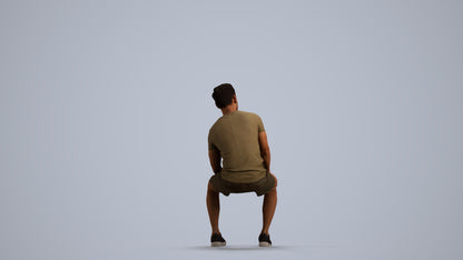 realistic 3D human man casual sitting, archviz people FBX OBJ for Blender, front view render