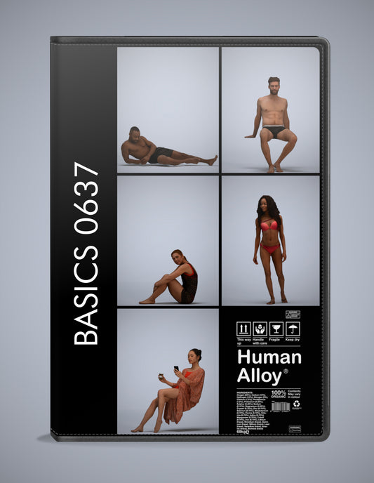 scanned 3D people pool collection, 5 photogrammetry models for Enscape and V-Ray
