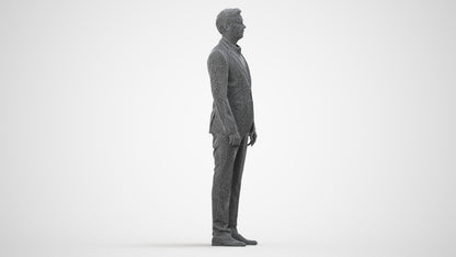 3D people model man business, scanned human for 3ds Max rendering, wireframe side view