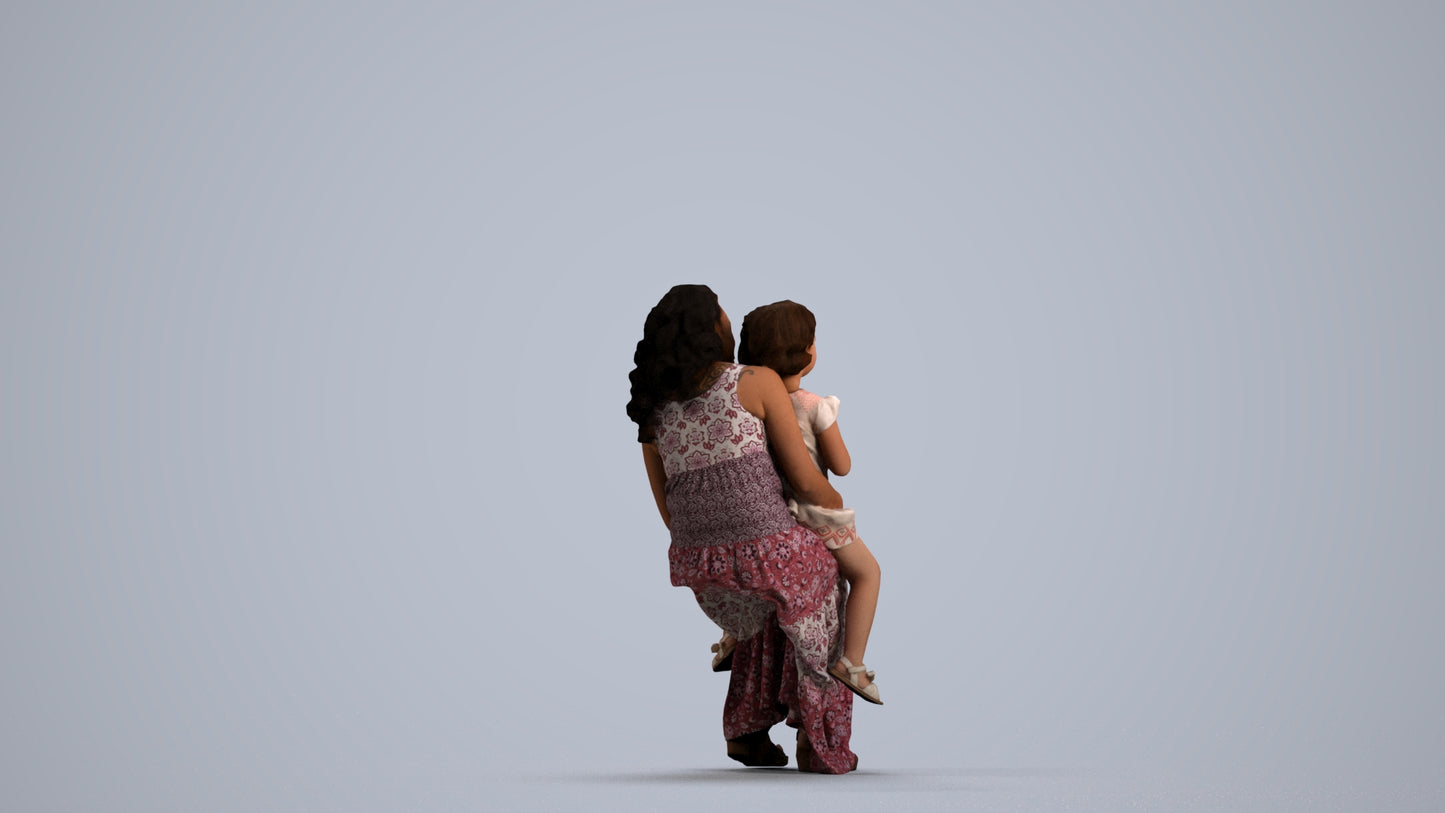 3D scanned boy kids casual, photorealistic archviz people for Enscape and SketchUp, front view render