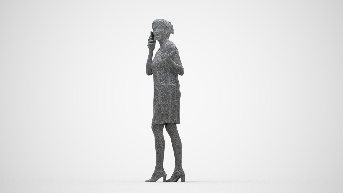 realistic 3D human woman business walking, archviz people FBX OBJ for Blender, wireframe back view