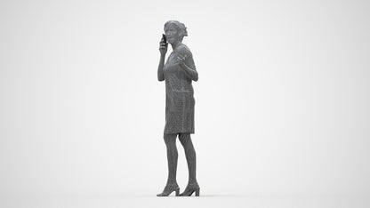 realistic 3D human woman business walking, archviz people FBX OBJ for Blender, wireframe back view