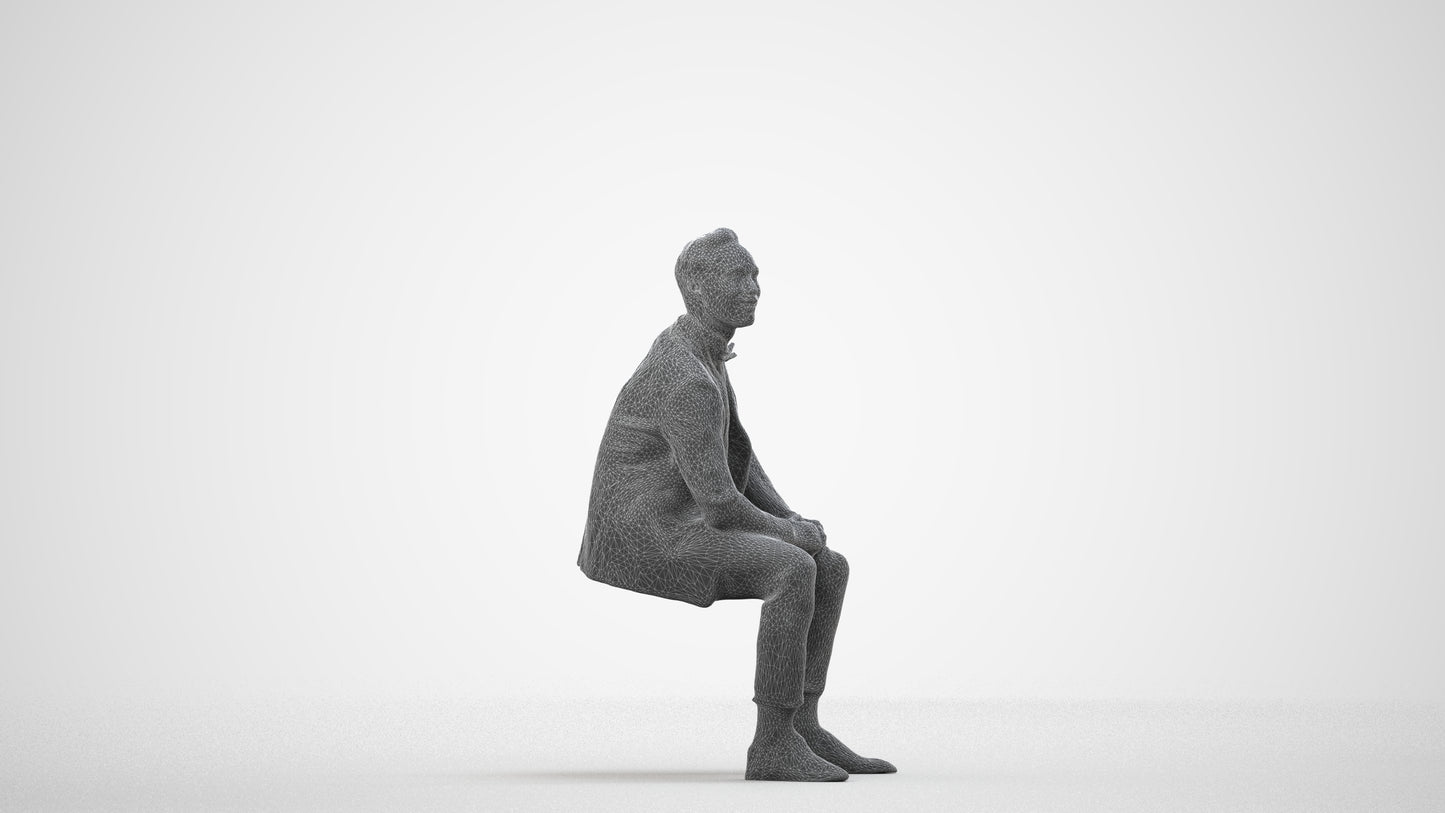 photogrammetry 3D man formal formalaffairs, realistic human model archviz FBX, wireframe side view