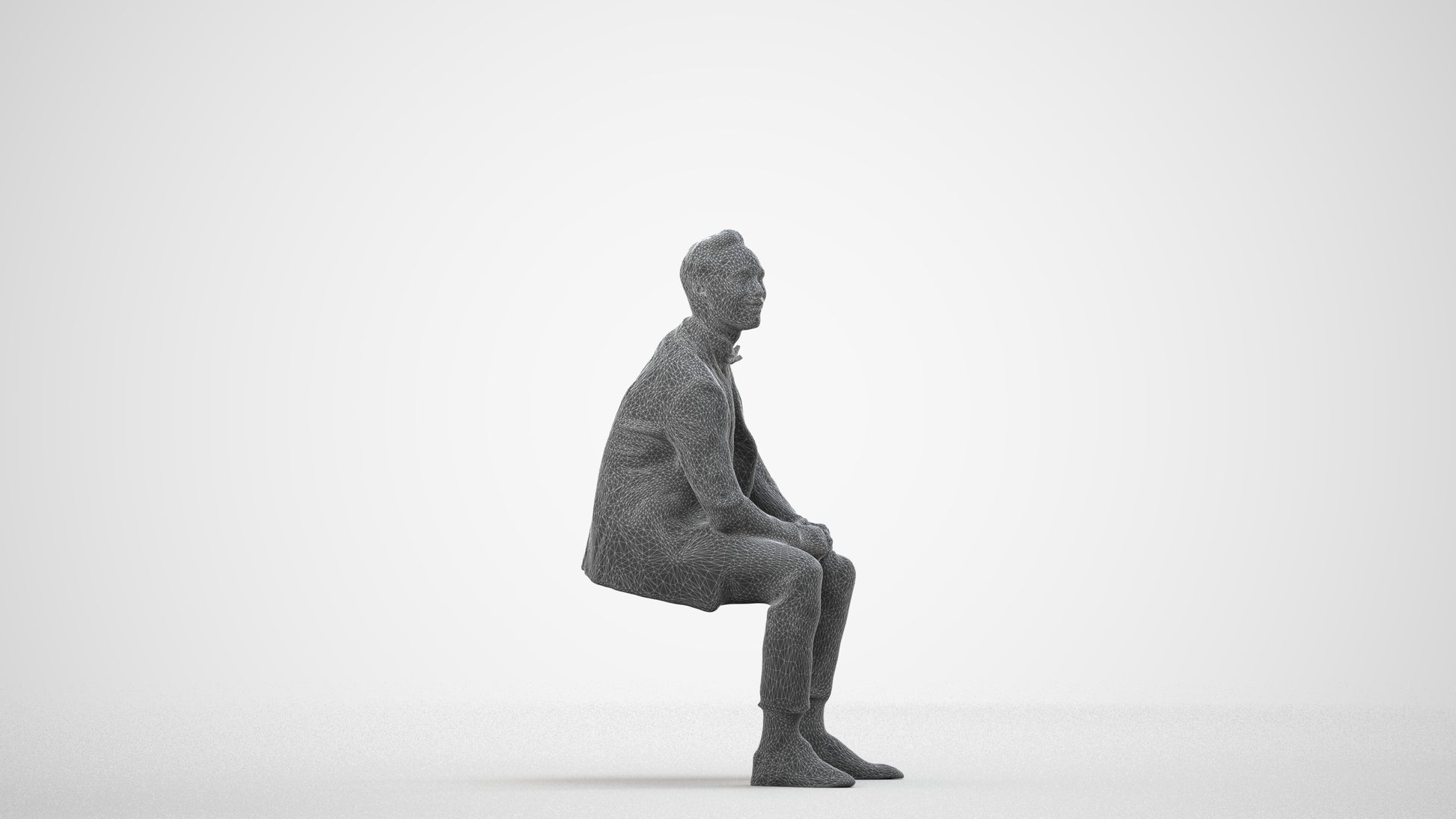 photogrammetry 3D man formal formalaffairs, realistic human model archviz FBX, wireframe side view