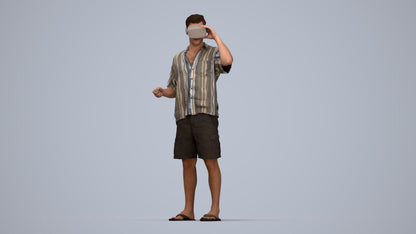 scanned 3D man casual standing, photogrammetry people for Enscape and V-Ray, top-down view render