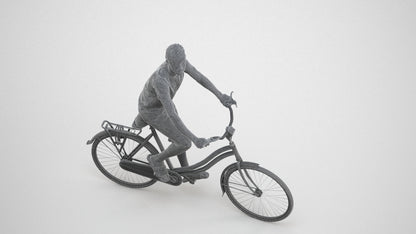 scanned 3D boy casual cycling, photogrammetry people for Enscape and V-Ray, wireframe three-quarter view