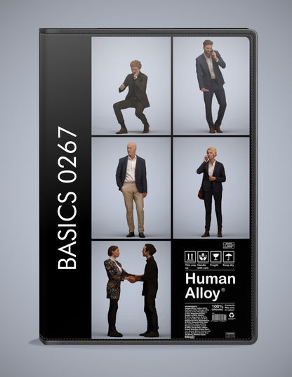scanned 3D people business collection, 5 photogrammetry models for Enscape and V-Ray
