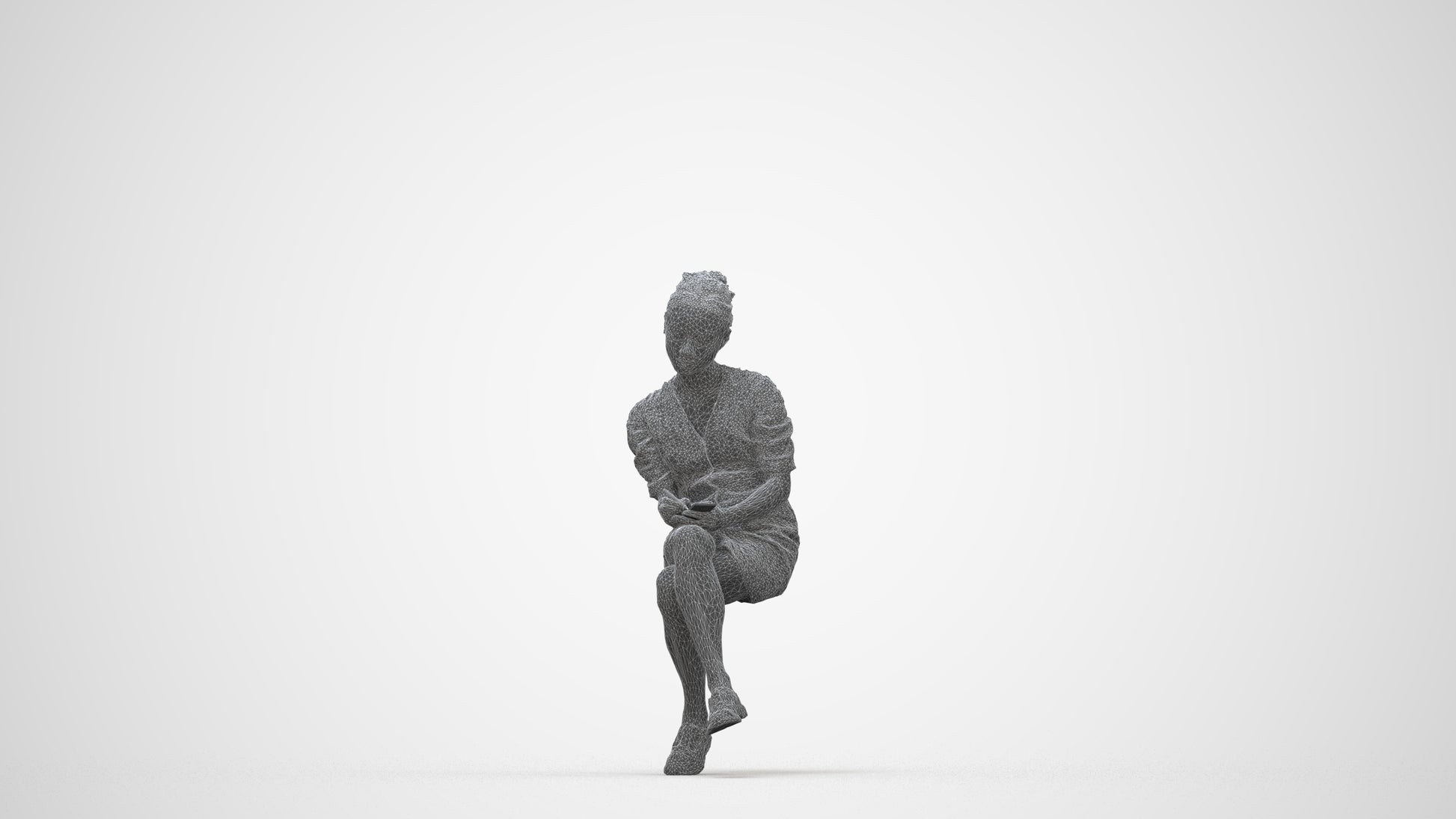 photogrammetry 3D woman business, realistic human model archviz FBX, wireframe back view