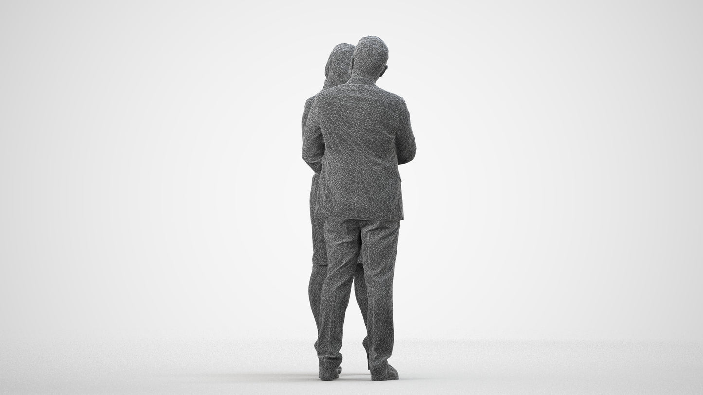 3D human model woman business, photogrammetry scanned person for archviz, wireframe side view