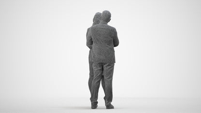 3D human model woman business, photogrammetry scanned person for archviz, wireframe side view
