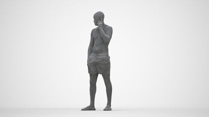 realistic 3D human man pool, archviz people FBX OBJ for Blender, wireframe back view