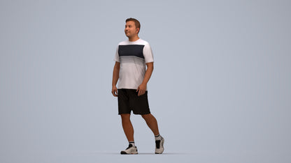 3D people model man sport, scanned human for 3ds Max rendering, top-down view render