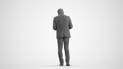 scanned 3D man business standing, photogrammetry people for Enscape and V-Ray, wireframe front view