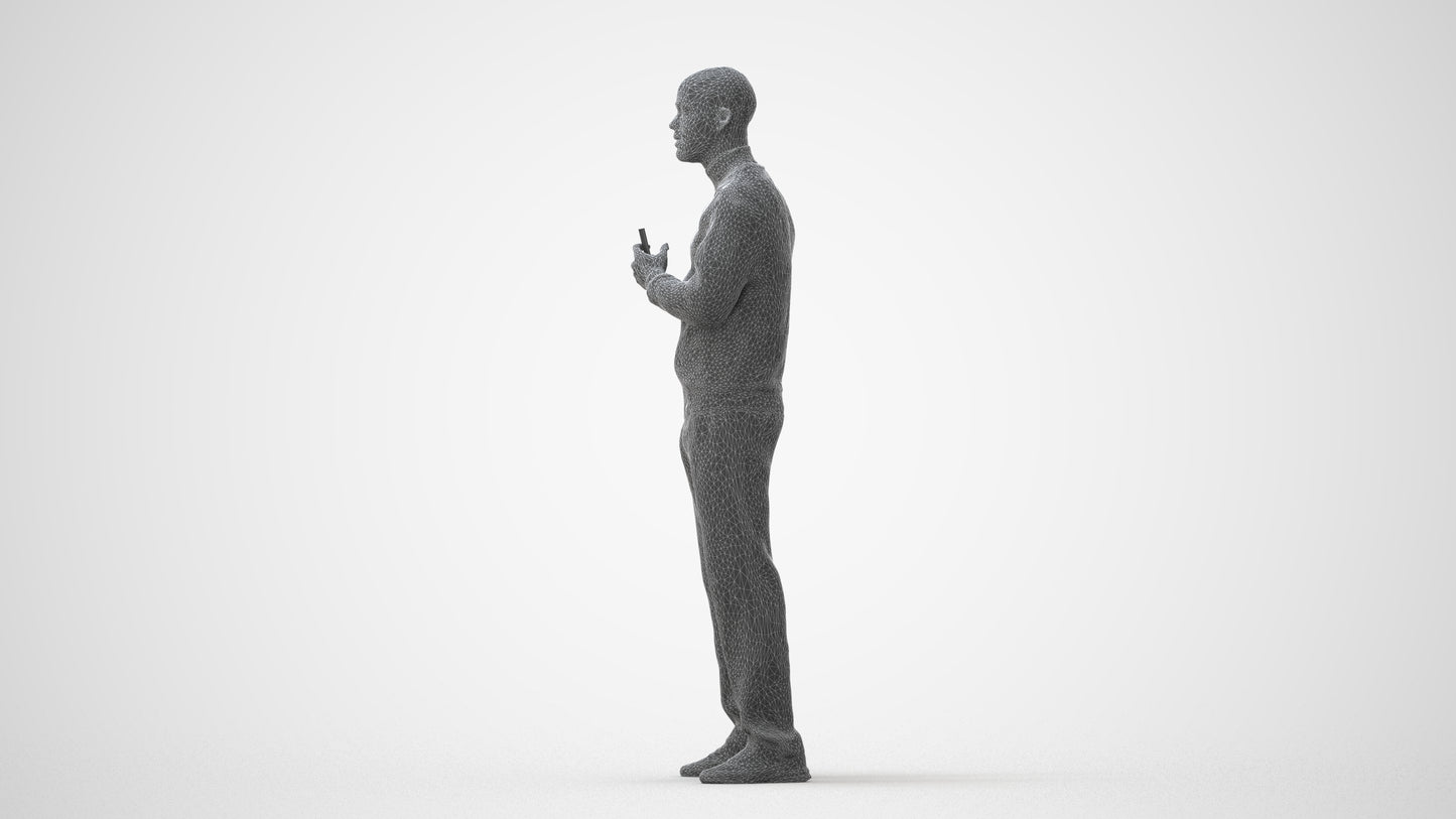 3D scanned man standing sport, photorealistic archviz people for Enscape and SketchUp, back view render