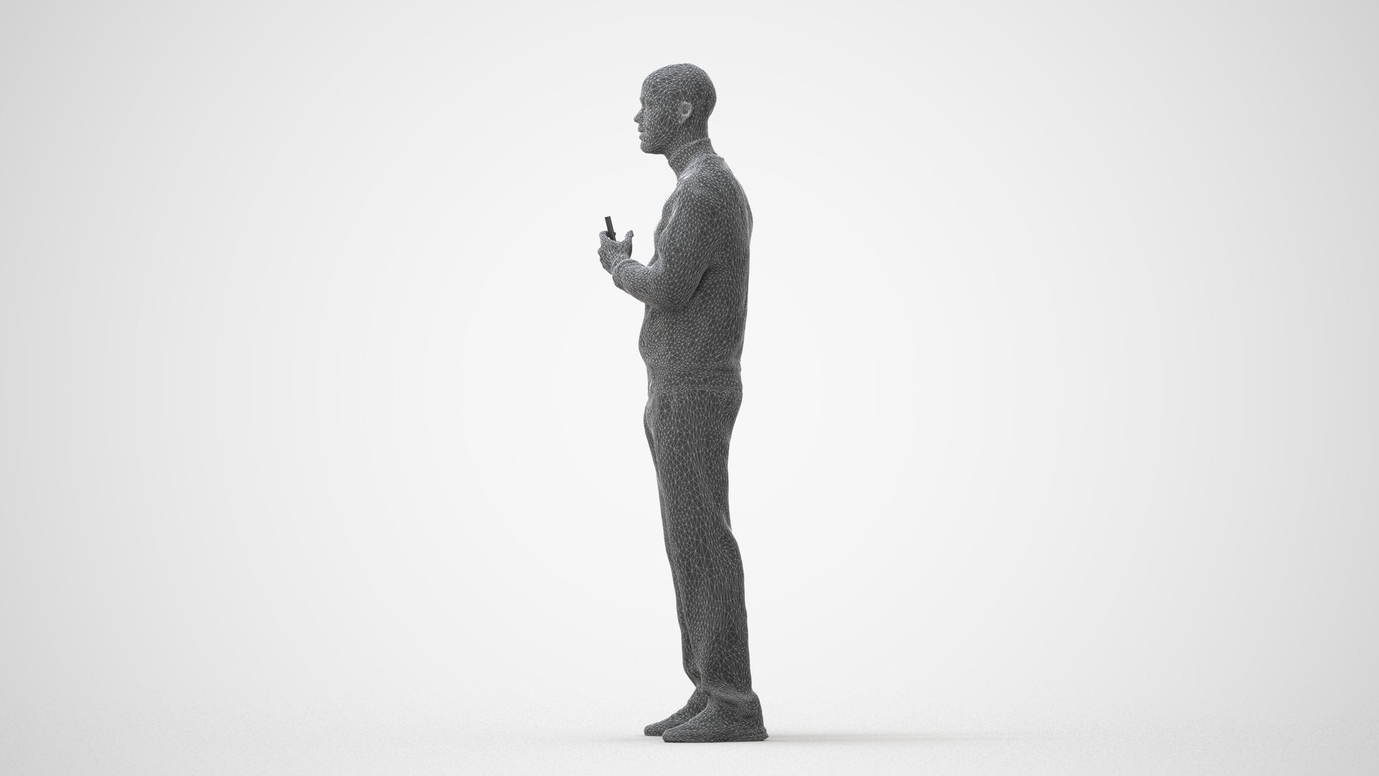 3D scanned man standing sport, photorealistic archviz people for Enscape and SketchUp, back view render