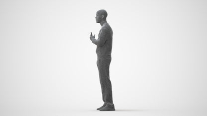 3D scanned man standing sport, photorealistic archviz people for Enscape and SketchUp, back view render