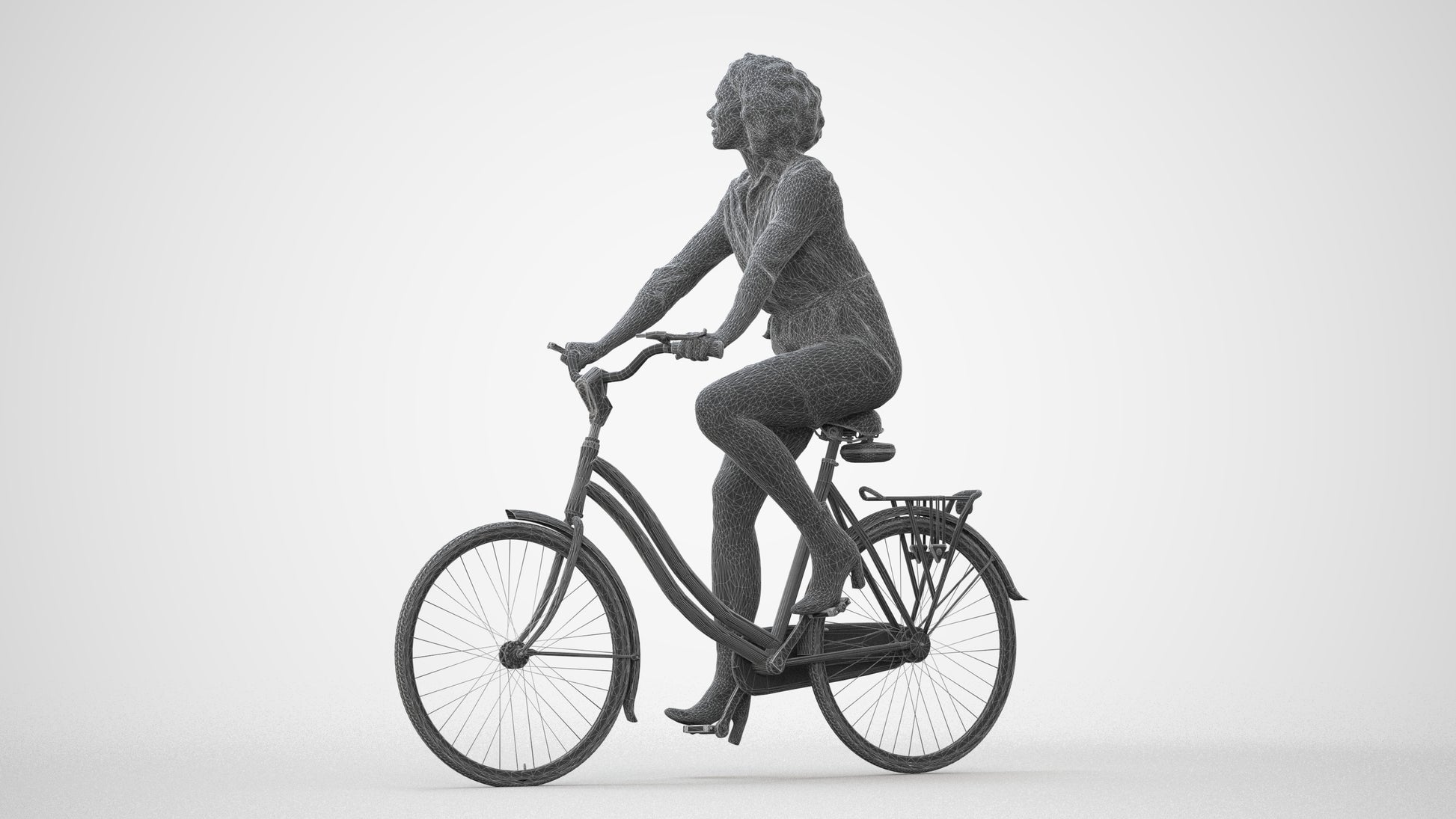 photogrammetry 3D woman casual cycling, realistic human model archviz FBX, square thumbnail