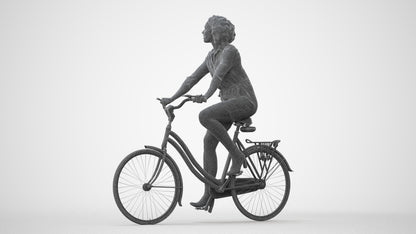 photogrammetry 3D woman casual cycling, realistic human model archviz FBX, square thumbnail