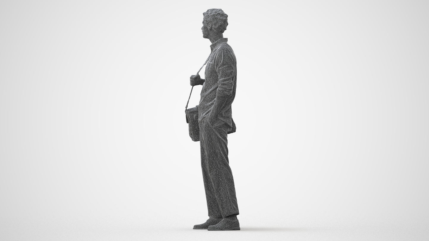 scanned 3D man casual standing, photogrammetry people for Enscape and V-Ray, square thumbnail