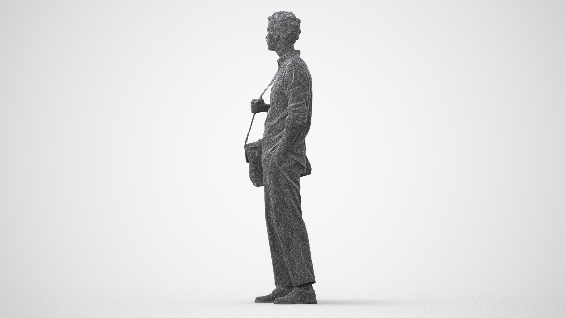 scanned 3D man casual standing, photogrammetry people for Enscape and V-Ray, square thumbnail