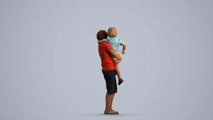 realistic 3D human boy casual kids, archviz people FBX OBJ for Blender, front view render