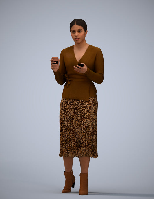 realistic 3D woman casual walking, scanned archviz people for Blender and 3ds Max
