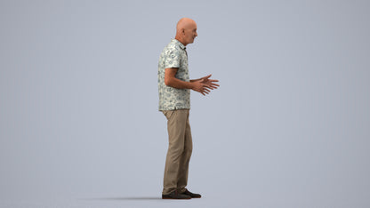 scanned 3D senior man casual standing, photogrammetry people for Enscape and V-Ray, side view render