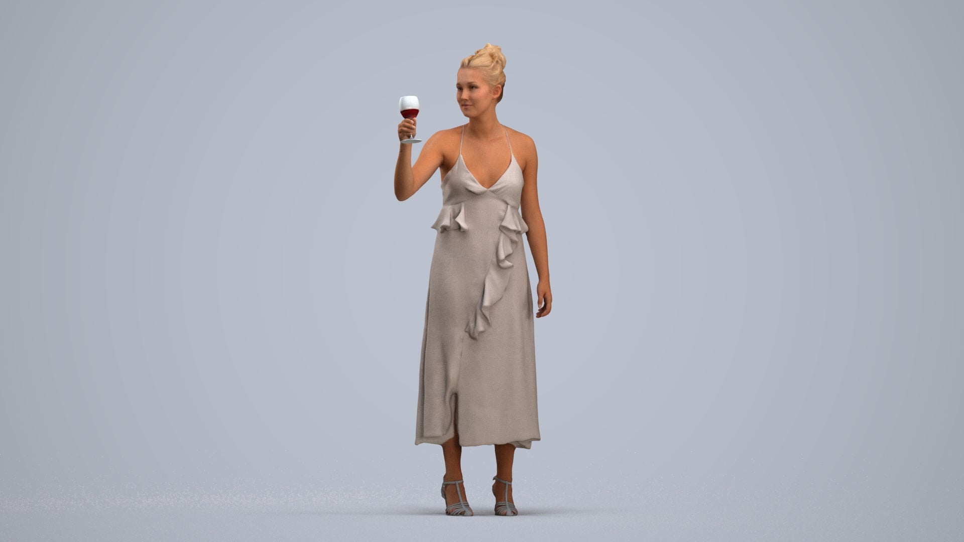 3D people model woman formal formalaffairs, scanned human for 3ds Max rendering, standing pose render